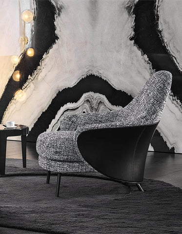 Diakite Armchair With Footstool, Linen & Leather