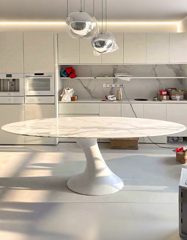 Omer Oval Dining Table, Marble