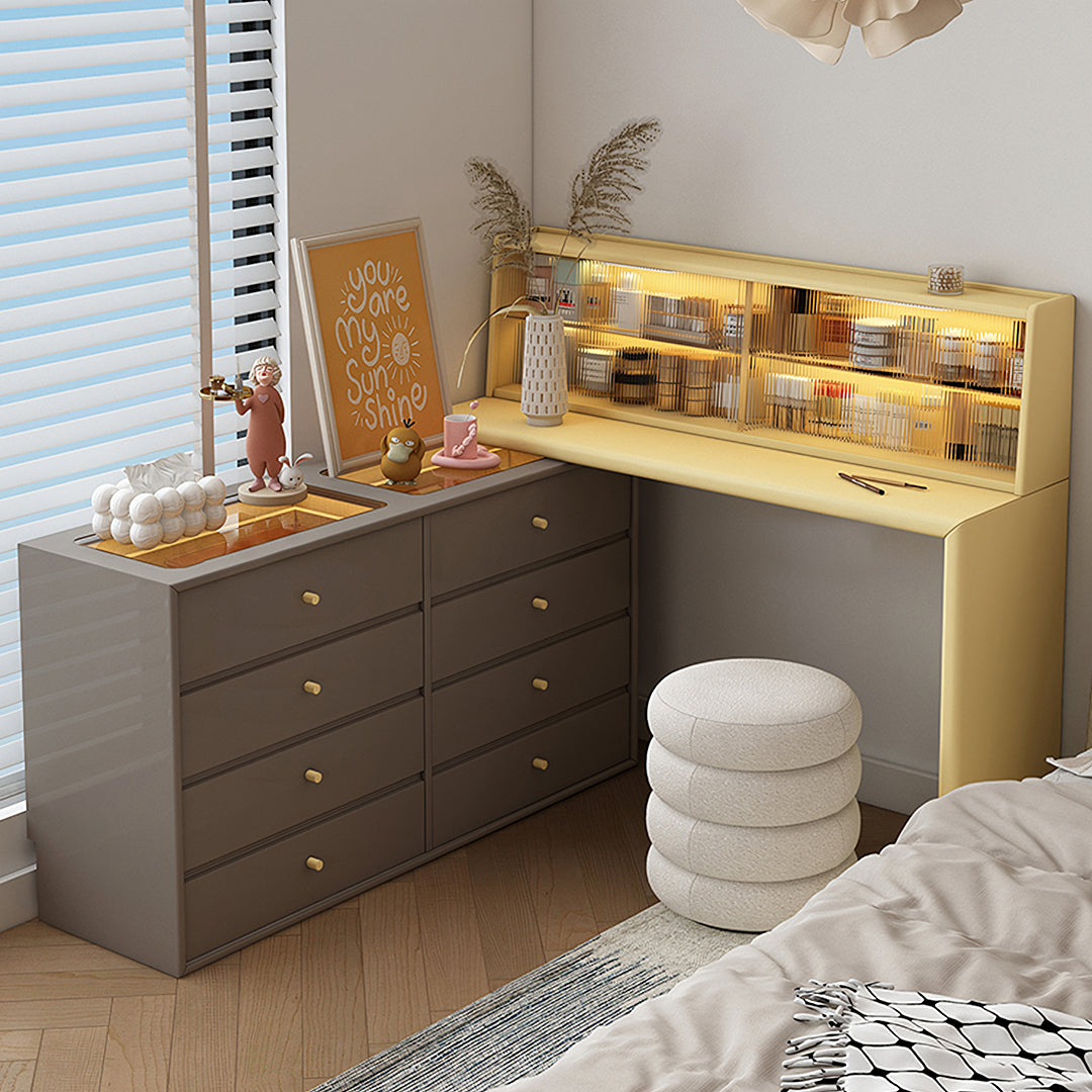 Nair Corner Dressing Table With LED Mirror, Macaroon Colour