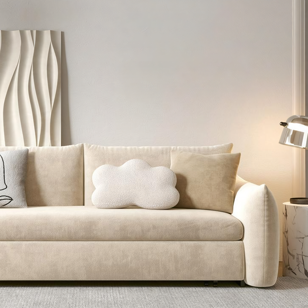 Meera Two Seater Sofa Bed with Storage, Suede