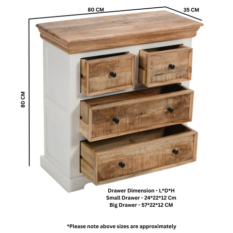 Alfie Solid Mango Wood 4 Chest Of Drawers