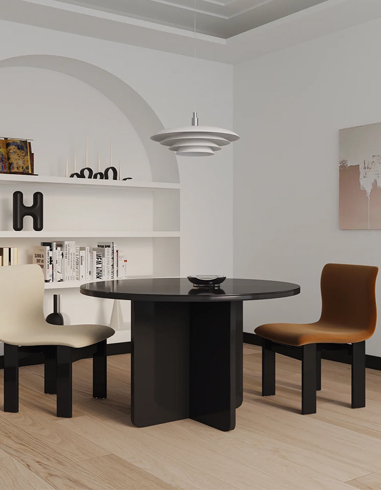 Yadav Glass Top Dining Table, Round Accent Table