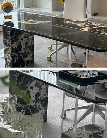 Blanchard Office Desk, Acrylic & Black Marble