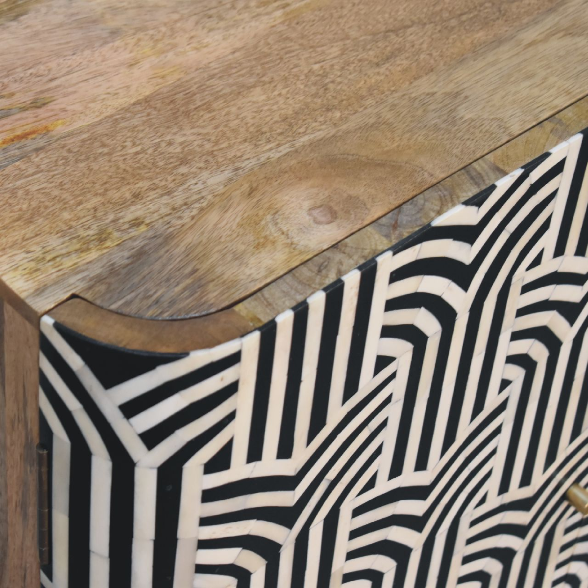 Artisan Furniture Solid Mango Wood Edessa Bone Inlay Cabinet