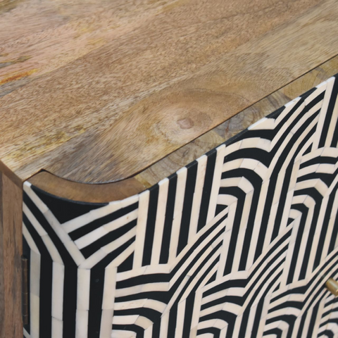Artisan Furniture Solid Mango Wood Edessa Bone Inlay Cabinet