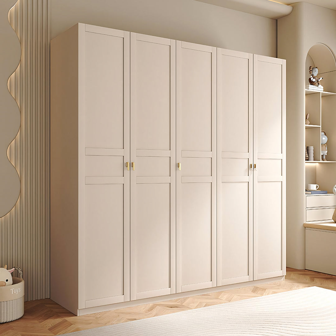 Leclerc Tall Wooden Wardrobe, Cream