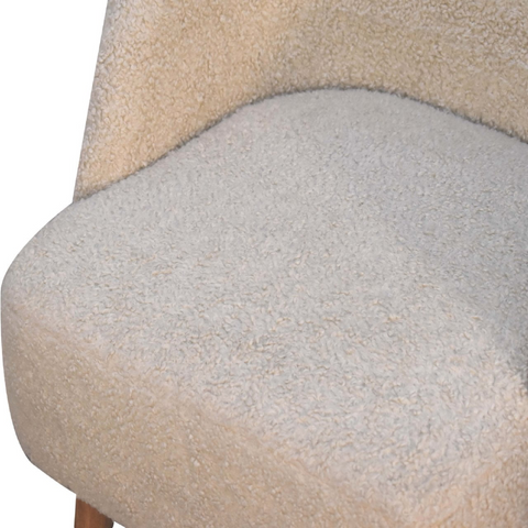 Artisan Furniture Solid Mango Wood Cream Boucle Tub Chair