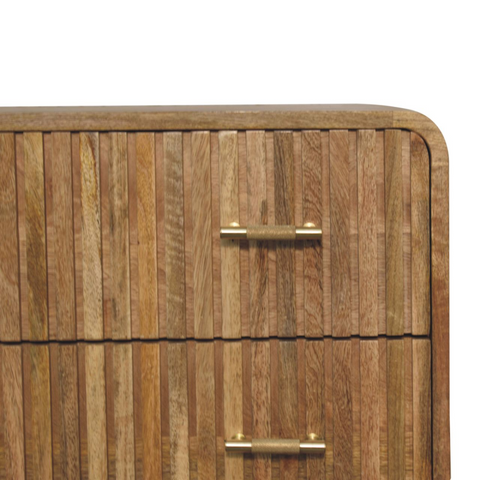 Artisan Furniture Solid Mango Wood T-bar Ridged Chest
