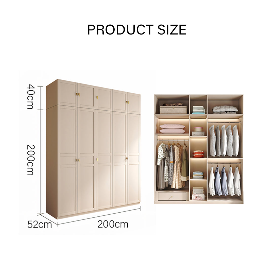 Leclerc Tall Wooden Wardrobe, Cream