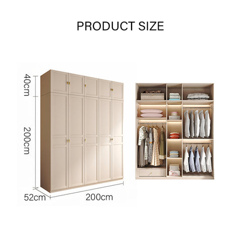 Leclerc Tall Wooden Wardrobe, Cream