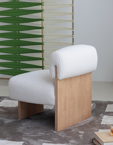 Evander Boucle Armchair with Wooden Frame
