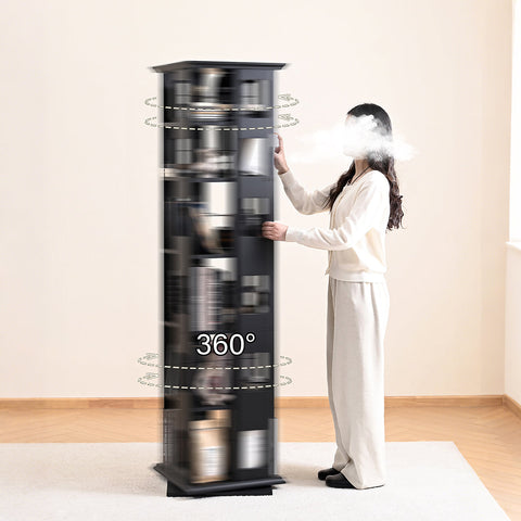 Bartholomew Rotating Bookshelf, Magazine Rack, Solid Wood