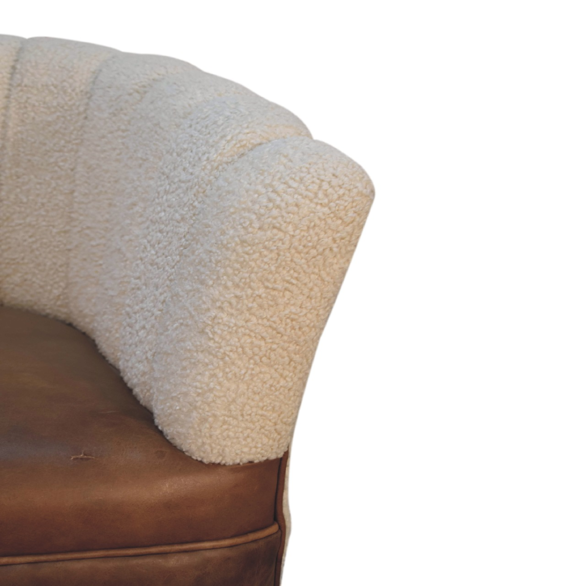 Artisan Furniture Solid Mango Wood Boucle Cream Buffalo Armchair