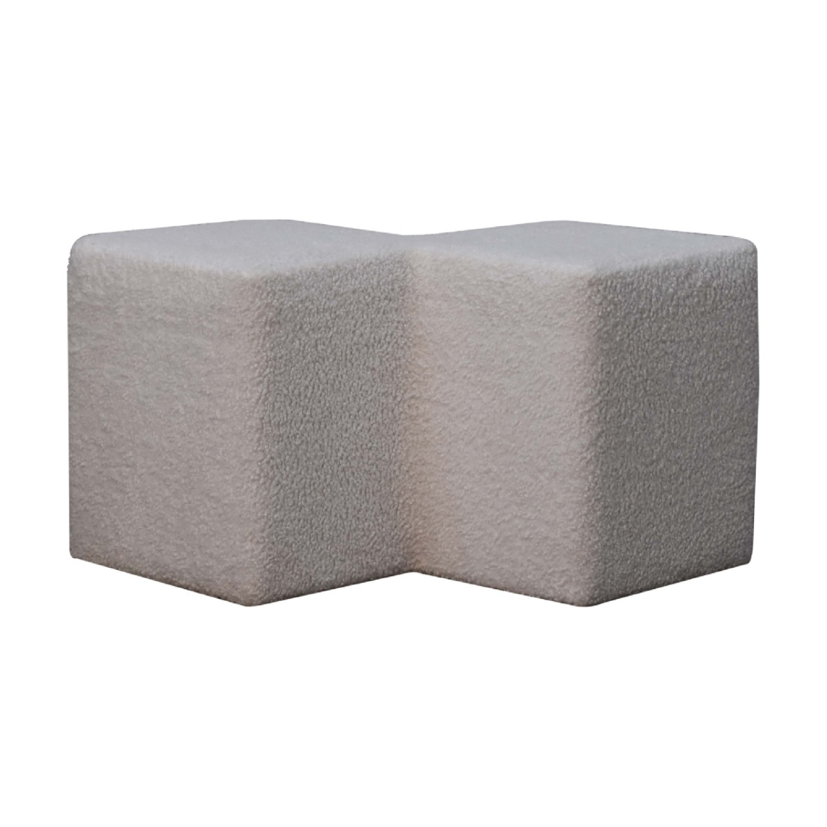 Artisan Furniture Solid Mango Wood White Boucle Twin Footstool