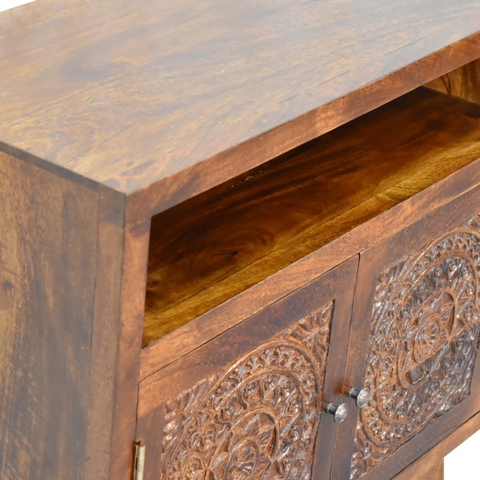 Artisan Furniture Solid Mango Wood Tova Open Shelf Cabinet