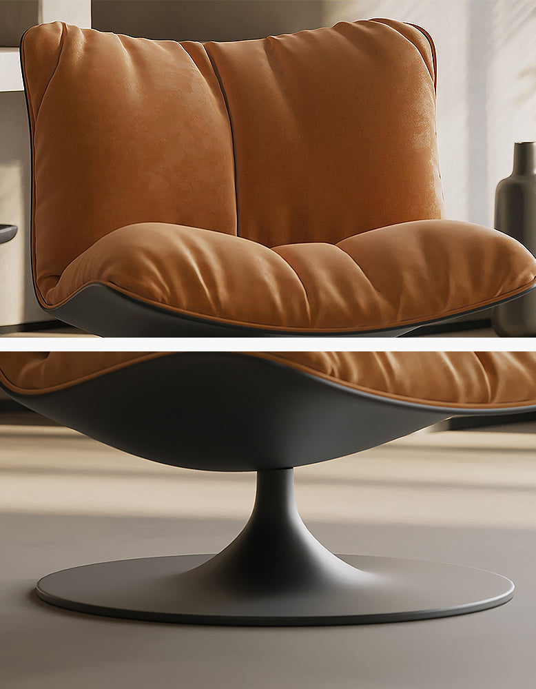 Ahn Lounge Chair, Swivel Armchair, Orange Suede