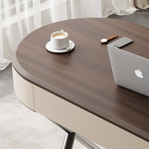 Saanvi Modern Office Desk For Home, Curved Office Desk