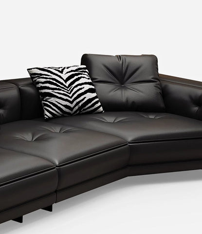 Singh Three Seater, Four Seater Curved Sofa, Real Leather