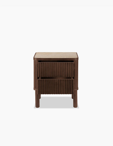 Tannenbaum 2 Drawer Bedside Table, Wood, With Sintered Stone Top