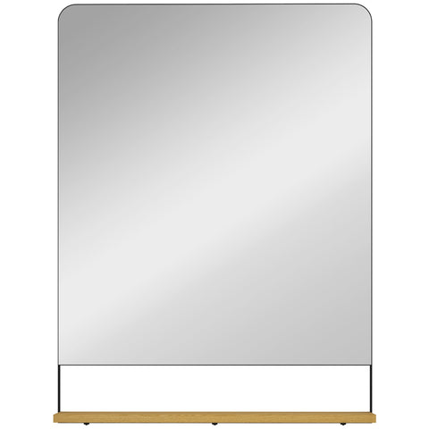 HOMCOM Wall Mirror with Wood Shelf - Black