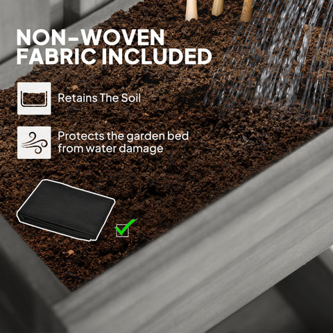 Outsunny Wall-mounted Wooden Garden Planters with Trellis, Drainage Holes and 3 Planter Boxes for Patio, Grey
