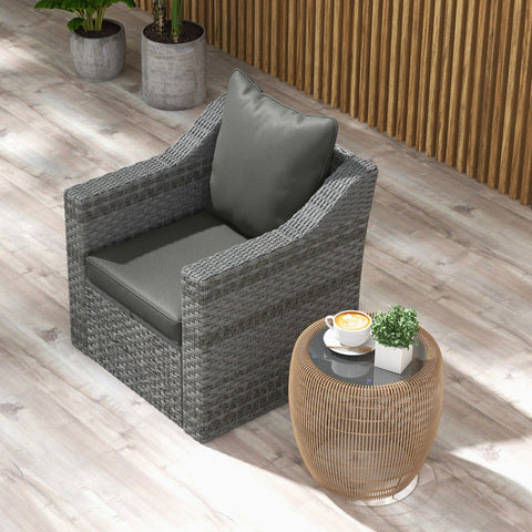 Outsunny Seat and Back Padded Cushion Set - Charcoal Grey