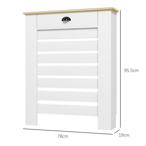 HOMCOM 95.5H x 78Wcm Radiator Cover, with Drawer - White