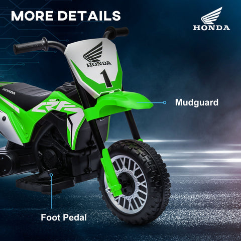 HOMCOM 6V Kids Motorbike, Three-Wheel Kids Electric Bike with Horn, Startup Sound for Ages 18-36 Months - Green