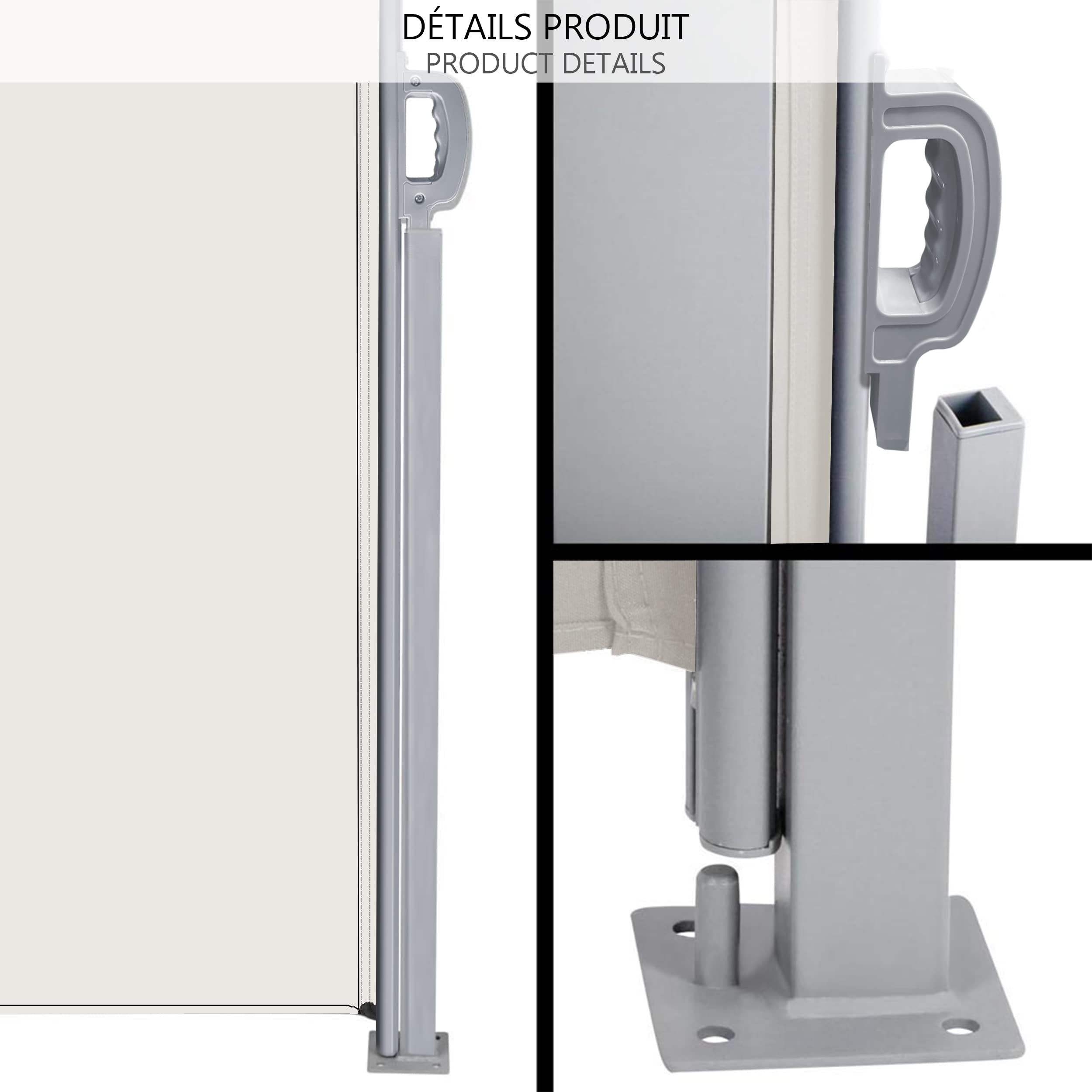 VOUNOT? Side Awning Retractable, Outdoor Privacy Screen for Garden, Balcony, Terrace, 180 x 300 cm, Beige