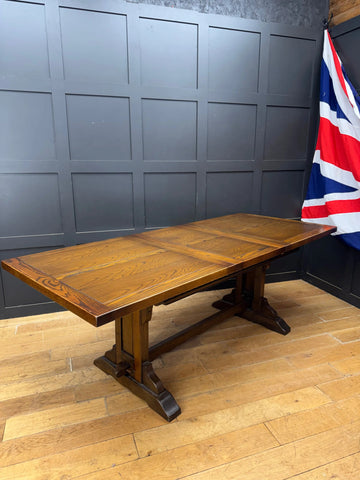 Vintage Old Charm Oak Kitchen Dining Table Extending Draw Leaf Refectory Style
