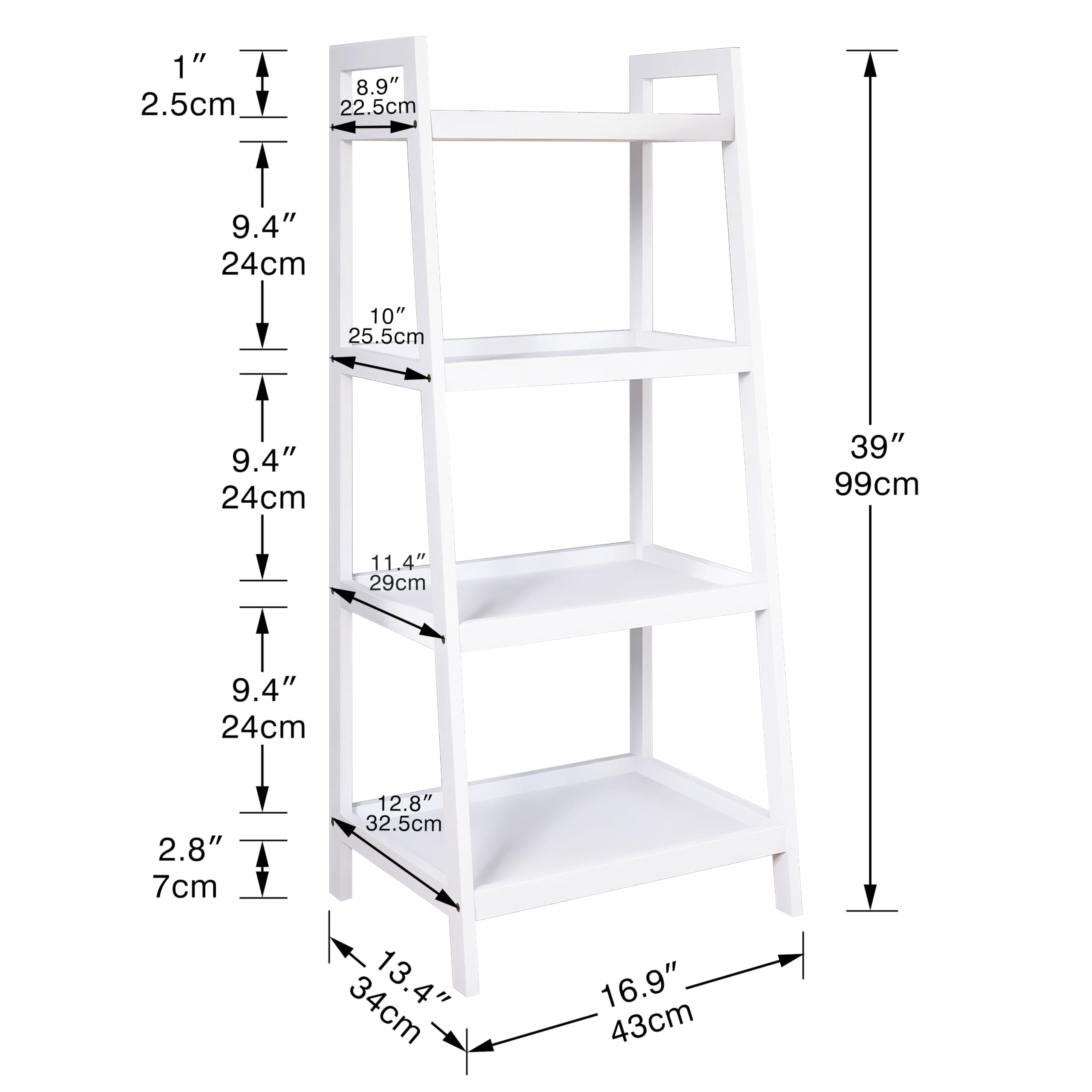 SMIBUY Ladder Shelf, 4 Tier Bamboo Bookshelf, Bathroom Storage Organizer Plant Display Stand, Freestanding Open Shelving Unit with Handles for Home