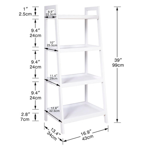 SMIBUY Ladder Shelf, 4 Tier Bamboo Bookshelf, Bathroom Storage Organizer Plant Display Stand, Freestanding Open Shelving Unit with Handles for Home