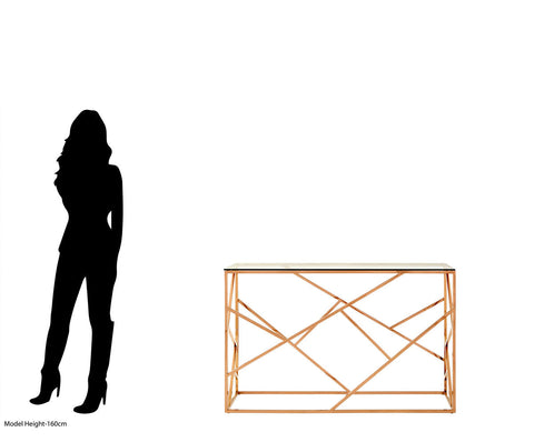 Allure Rose Gold Geometric Console Table