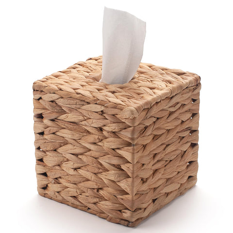 Tissue Box Cover Square, Rattan Tissue Box Holder -Boho Decorative Woven Facial Tissue Holder on Table and Bathroom by YANGQIHOME, 15cm L x 15cm W x