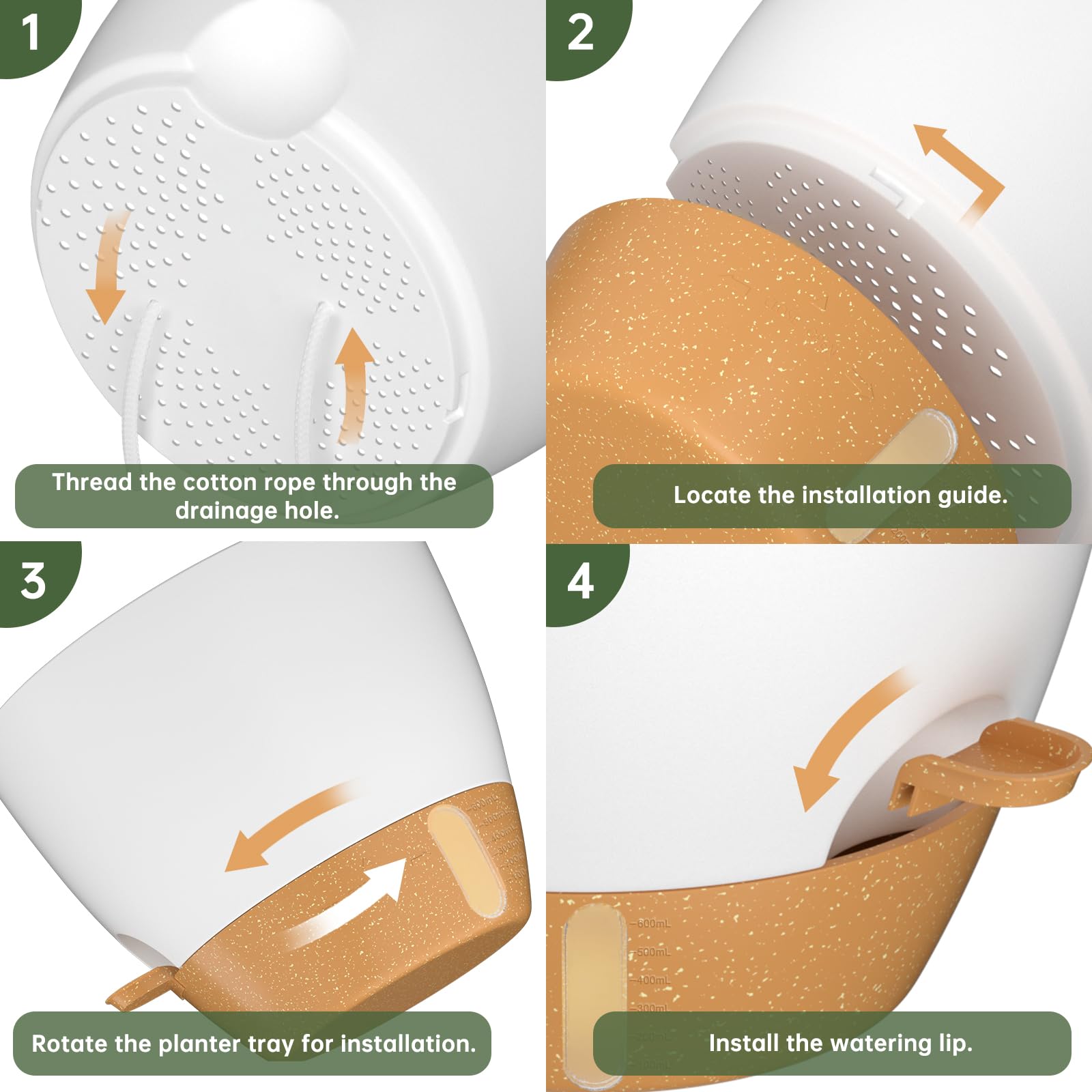 ZMTECH 30 cm Plant Pots with Drainage Holes Saucer Self Watering Planters with Watering Inlet Plastic Flower Pot for Indoor Outdoor Plants (Set of 2,