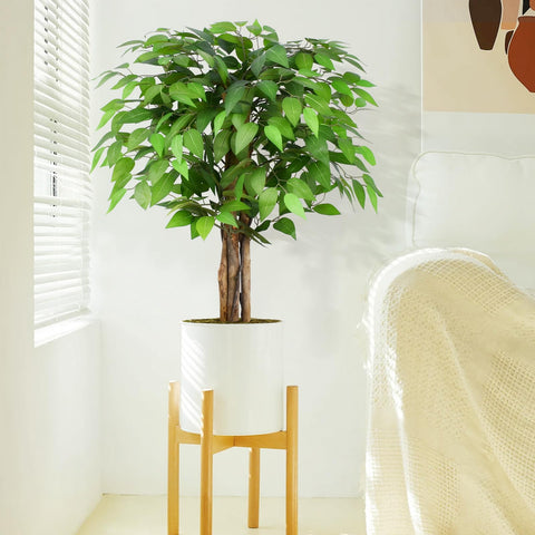 Keeplush 3ft Ficus Artificial Trees with Natural Curved Trunks, 36" Tall Lush Faux Tree for Home Decor Indoor, Green Lifelike Fake Ficus Tree