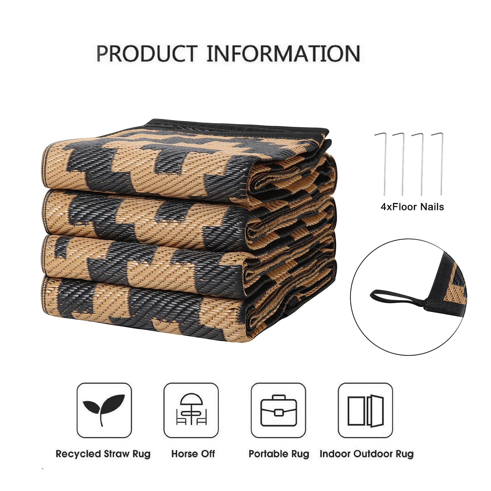 Enipate Geometric Outdoor Rugs for Patios Clearance, 182 x 274cm(6x9ft) Reversible & Easy Cleaning Patio Decking Rug, Portable Comfortable Woven
