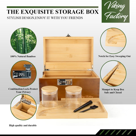 Large Bamboo Combo Lock Storage Box | Eco-Friendly Removable Trays & Accessories | Multifunctional Organiser for Jewellery, Bathroom, Office |
