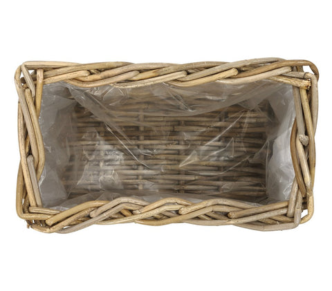 Dehner Plant Pot, Rattan, Grey/Brown, 40 x 23 x 20 cm