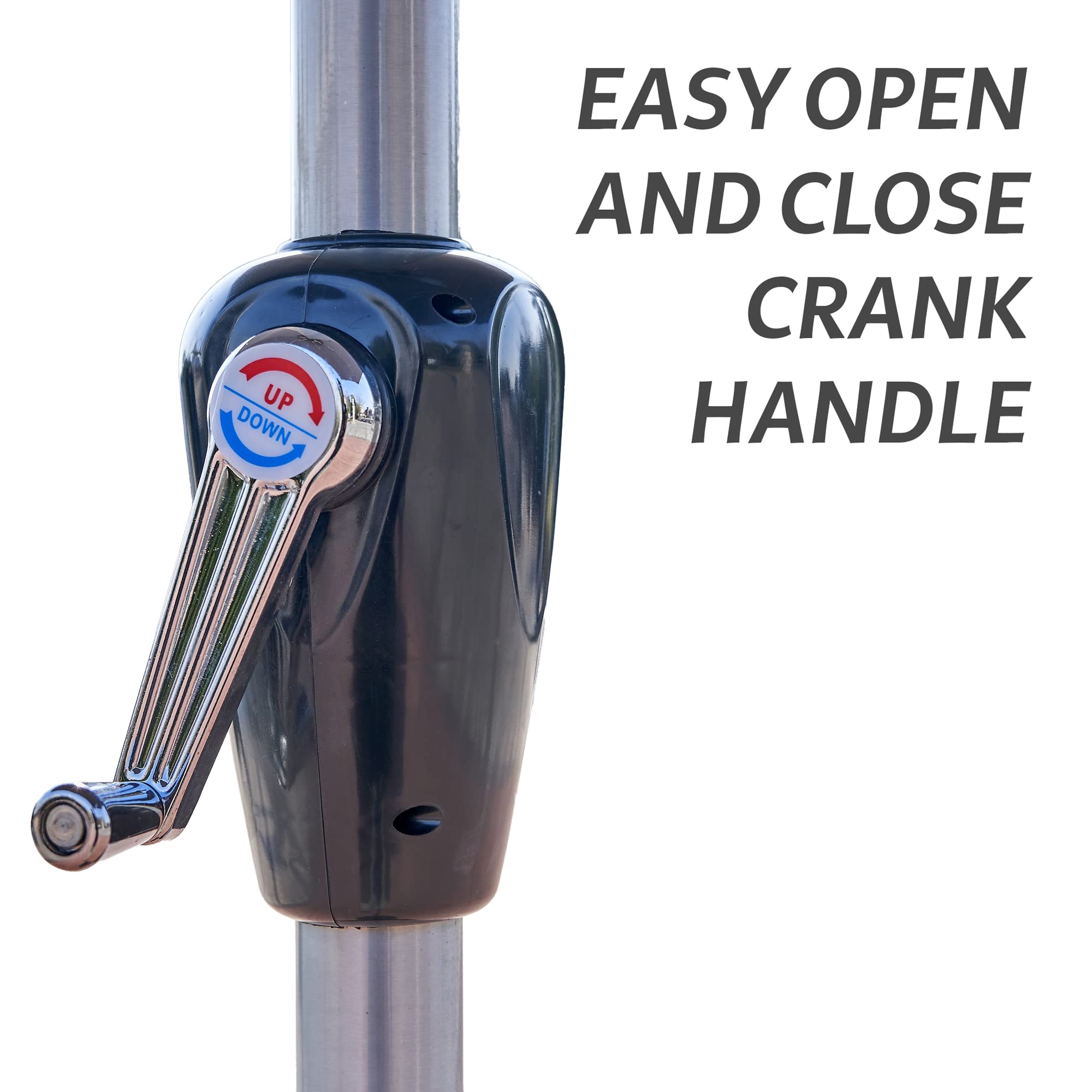 GlamHaus Garden Parasol Tilting Table Umbrella for Outdoors 2.7m, Crank Handle, UV 40+ Protection, Additional Parasol Protection Cover, Gardens and