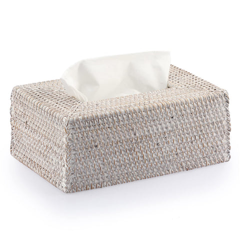 IGNPION Rattan Rectangular Tissue Cover Holder Decoration Tissue Organizer Box Tissue Paper Holder Box Tissue Storage Case Dispenser Napkin Organizer