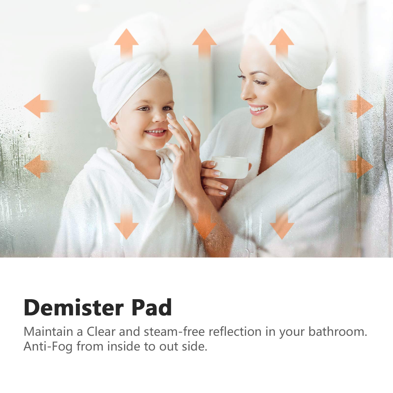 EMKE LED Small Bathroom Mirror 450x600mm, Wall Mounted Bathroom/Bedroom Vanity Mirror with LED Lights | Demister Pad, Easy Control Smart Mirror