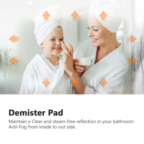 EMKE LED Small Bathroom Mirror 50x60cm, Wall Mounted Bathroom/Bedroom Vanity Mirror with LED Lights | Demister Pad, Easy Control Smart Mirror