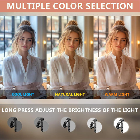 FENCHILIN Vanity Mirror with Lights Bluetooh Speaker Hollywood Mirror with Lights 15 LED USB Charging Port 3 Color Modes Dimmable Touch Control 10x