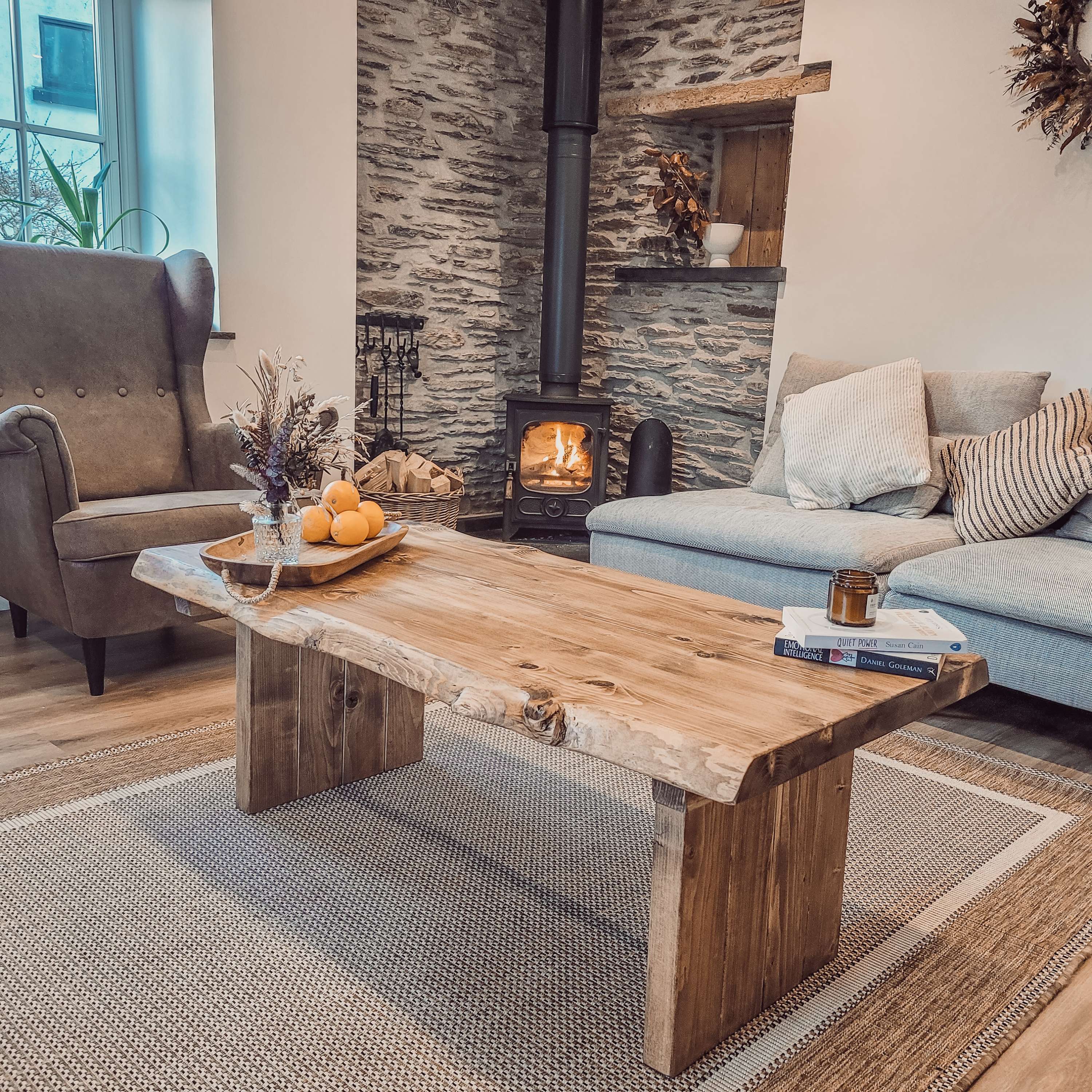 LINA Chunky Live / Waney Edge Coffee Table in Walnut Colour