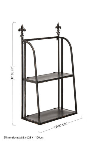 2 Tier Black Metal Wall Mountable Shelf Unit