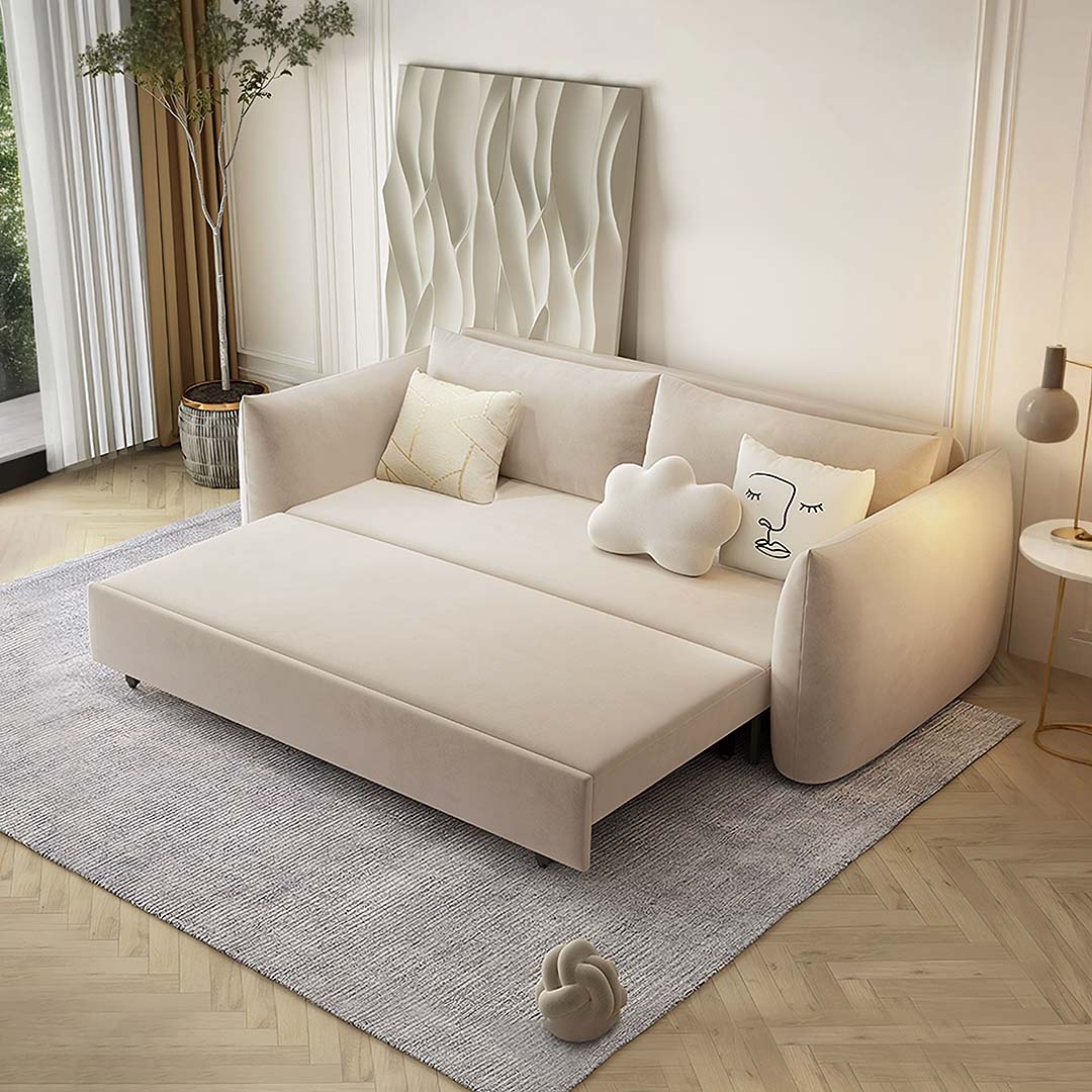 Meera Two Seater Sofa Bed with Storage, Suede