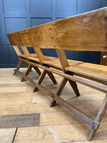 Salvaged Antique Oak Church Chairs Bench Seat / Hallway Folding Seating