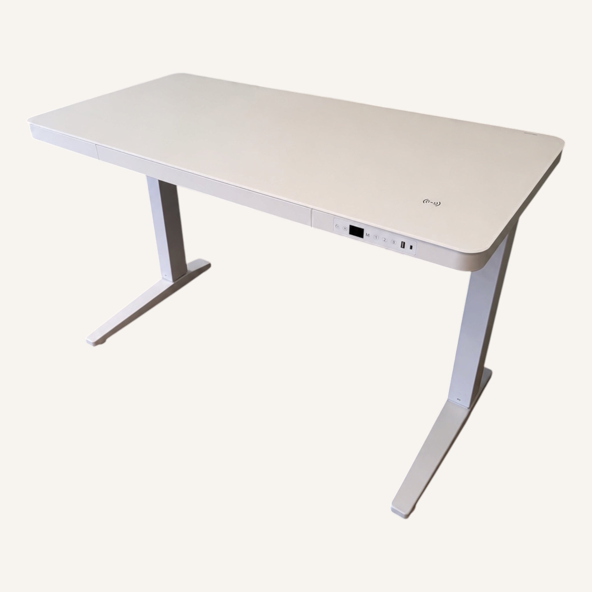E-Max Electric Height Adjustable Desk White (Glass Top) – Purus Life