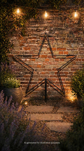 Large Black Metal Star Garden Stake Display Sculpture Christmas Wedding Decor